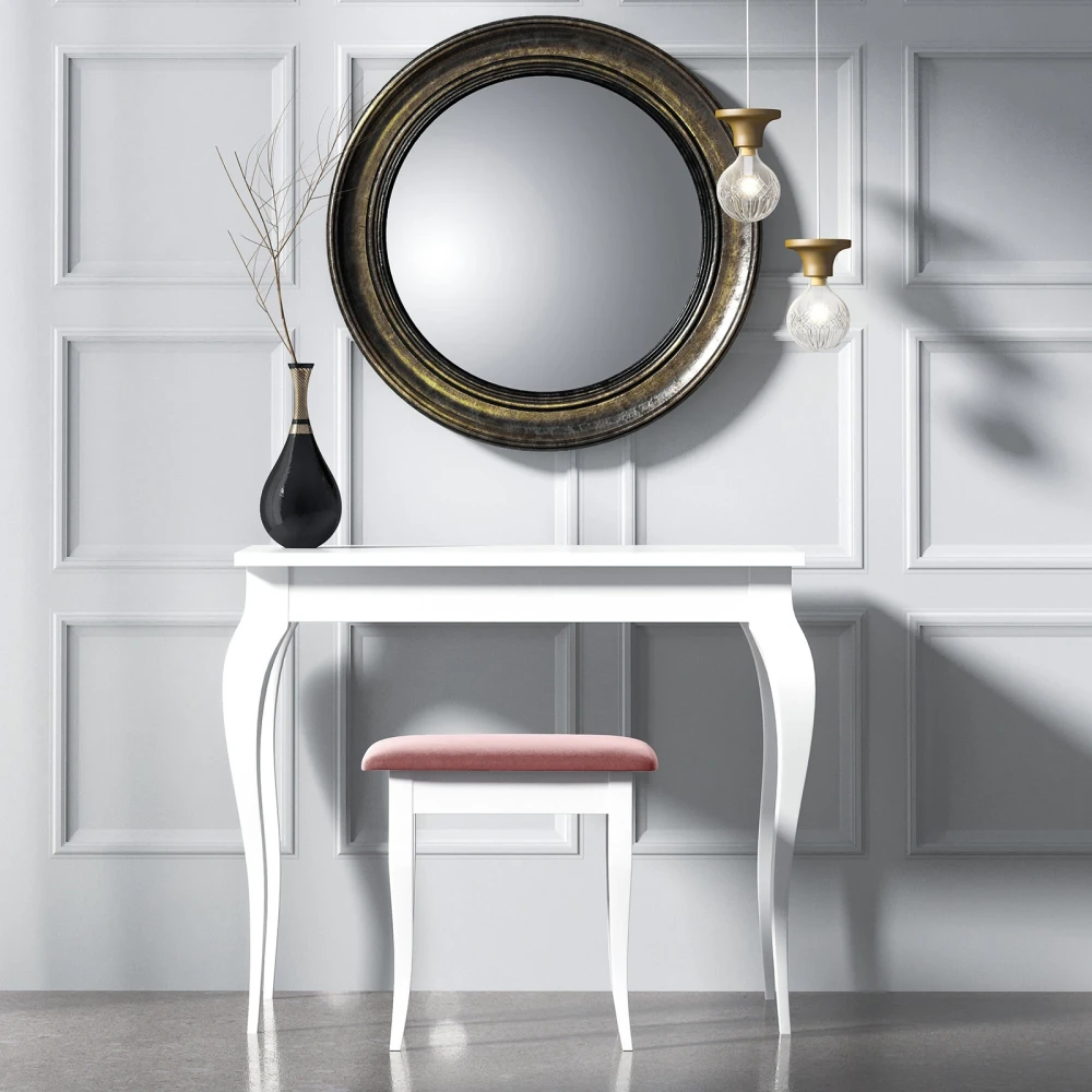 Bella glamouröser weißer Konsolen-Schminktisch Bella glamouröser weißer Konsolen-Schminktisch