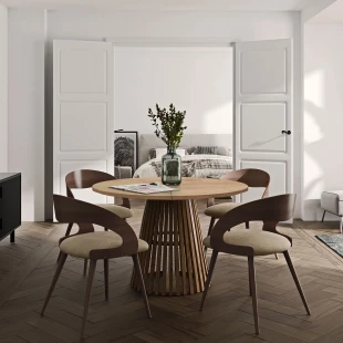 Runder Ausziehbarer Esstisch DOVER mit LAMELLEN