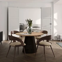 Runder Ausziehbarer Esstisch DOVER mit LAMELLEN