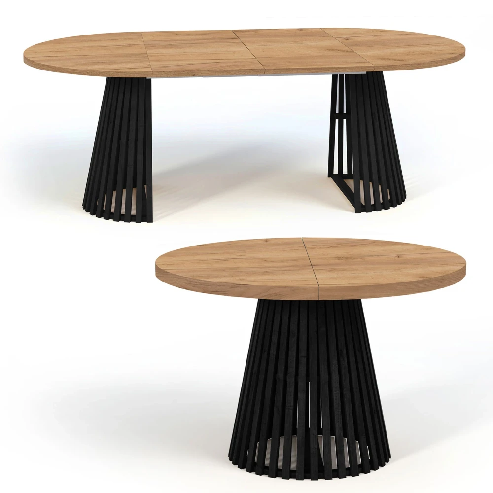 Runder Ausziehbarer Esstisch DOVER mit LAMELLEN