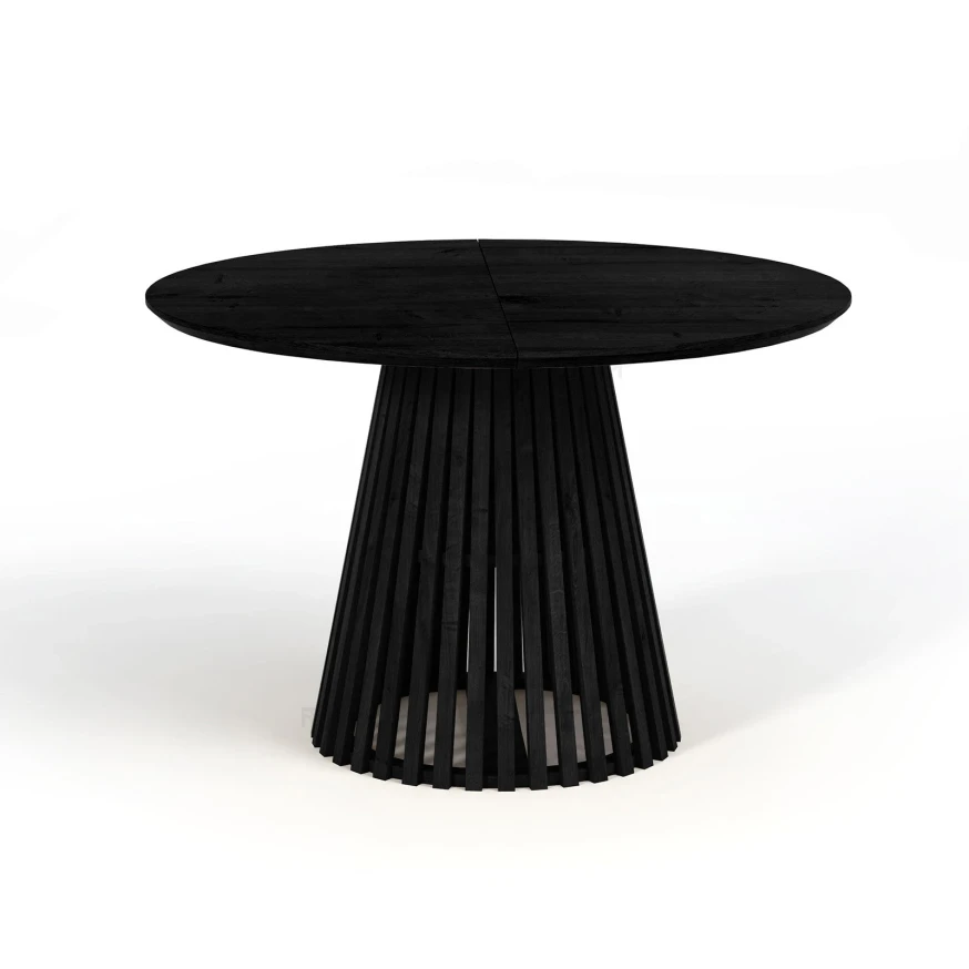 Ausziehbarer Runder Esstisch DOVER LAMELLEN natürliches Eichenfurnier, holz ein bein