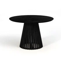 Ausziehbarer Runder Esstisch DOVER LAMELLEN natürliches Eichenfurnier, holz ein bein