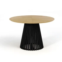 Ausziehbarer Runder Esstisch DOVER LAMELLEN natürliches Eichenfurnier, holz ein bein