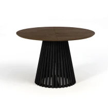 Ausziehbarer Runder Esstisch DOVER LAMELLEN natürliches Eichenfurnier, holz ein bein