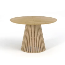 Ausziehbarer Runder Esstisch DOVER LAMELLEN natürliches Eichenfurnier, holz ein bein