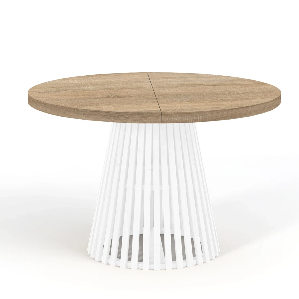 Runder Ausziehbarer Esstisch DOVER mit LAMELLEN