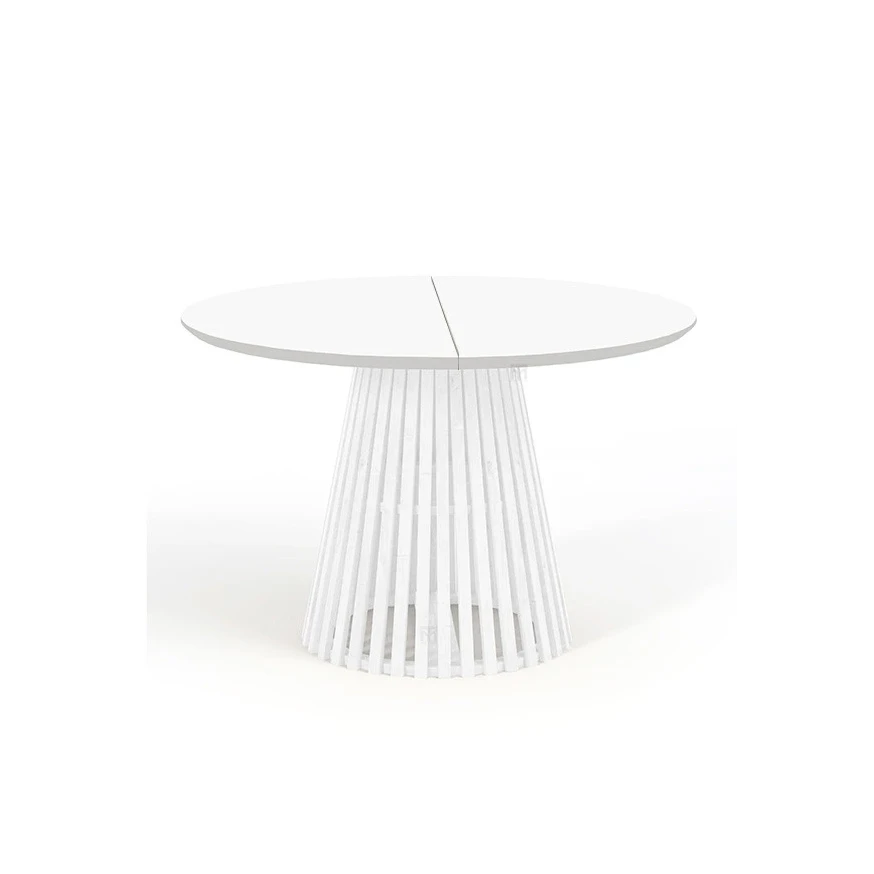 Ausziehbarer Runder Esstisch DOVER LAMELLEN natürliches Eichenfurnier, holz ein bein