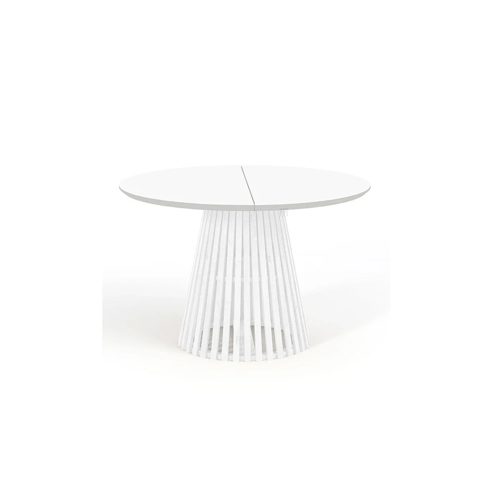 Ausziehbarer Runder Esstisch DOVER LAMELLEN natürliches Eichenfurnier, holz ein bein