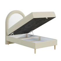 Kinderbett 90x180 cm mit halbrundem Kopfteil und Bettkasten