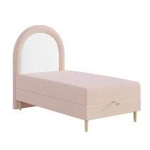 Kinderbett 90x180 cm mit halbrundem Kopfteil und Bettkasten