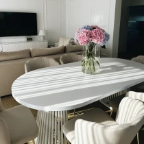 Runder Ausziehbarer Esstisch DOVER mit LAMELLEN