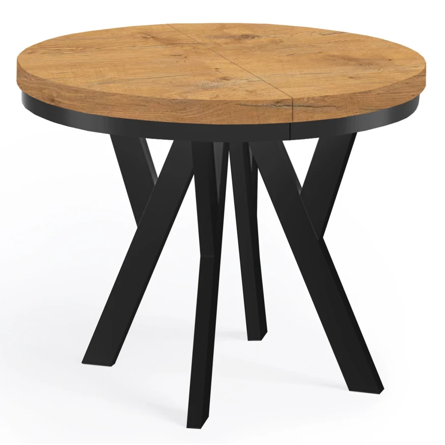 Runder Ausziehbarer Esstisch PERO 90 100 LOFT industrieller runder Holztisch
