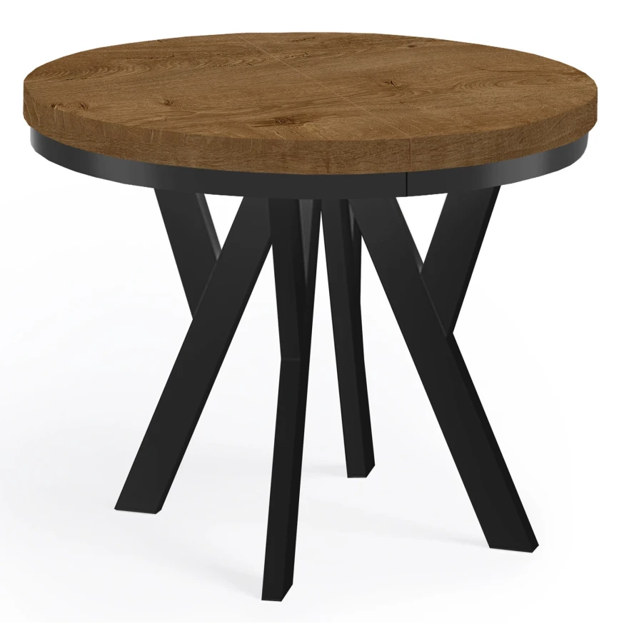Runder Ausziehbarer Esstisch PERO 90 100 LOFT industrieller runder Holztisch