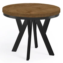 Runder Ausziehbarer Esstisch PERO 90 100 LOFT industrieller runder Holztisch