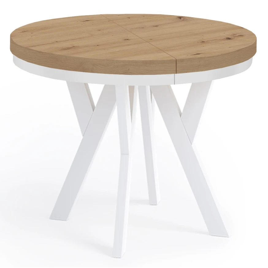 Runder Ausziehbarer Esstisch PERO 90 100 LOFT industrieller runder Holztisch