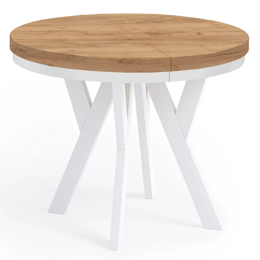 Runder Ausziehbarer Esstisch PERO 90 100 LOFT industrieller runder Holztisch
