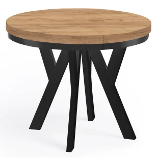 Runder Ausziehbarer Esstisch PERO 90 100 LOFT industrieller runder Holztisch