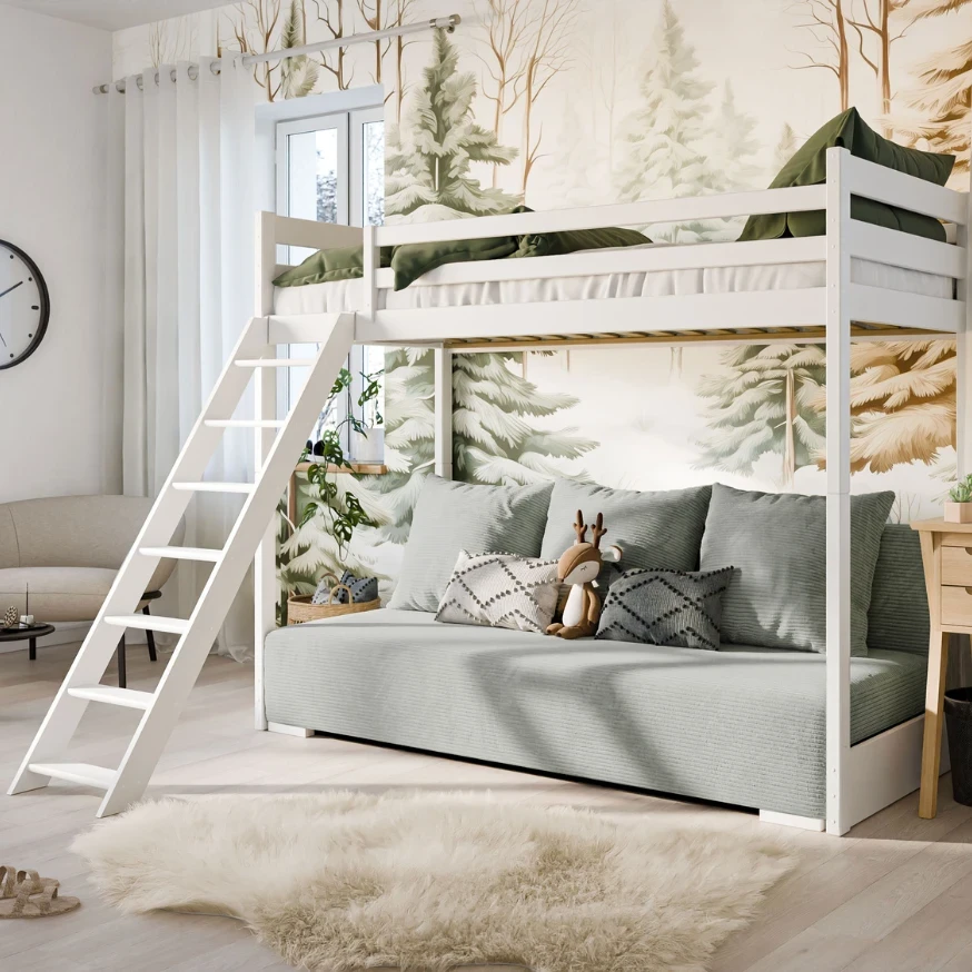 Hochbett SOFIA mit ausziehbarem Schlafsofa, Kinderbett Hochbett SOFIA mit ausziehbarem Schlafsofa, Kinderbett