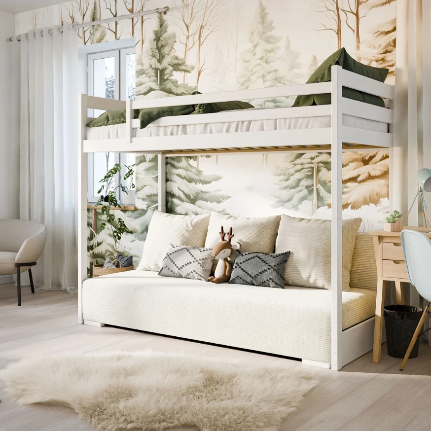 Hochbett SOFIA mit ausziehbarem Schlafsofa, Kinderbett Hochbett SOFIA mit ausziehbarem Schlafsofa, Kinderbett