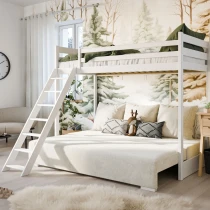 Hochbett SOFIA mit ausziehbarem Schlafsofa, Kinderbett