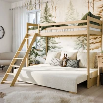 Hochbett SOFIA mit ausziehbarem Schlafsofa, Kinderbett