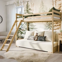 Hochbett SOFIA mit ausziehbarem Schlafsofa, Kinderbett