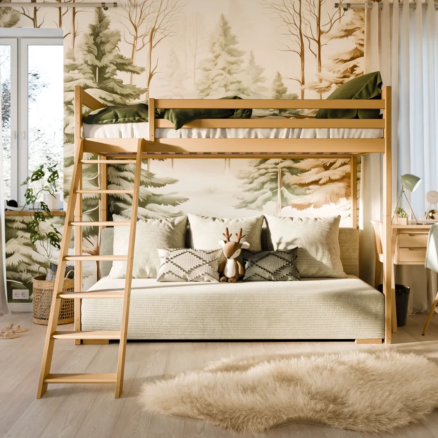 Hochbett SOFIA mit ausziehbarem Schlafsofa, Kinderbett Hochbett SOFIA mit ausziehbarem Schlafsofa, Kinderbett