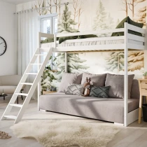 Hochbett SOFIA mit ausziehbarem Schlafsofa, Kinderbett