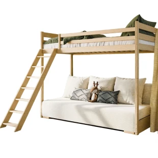 Hochbett SOFIA mit ausziehbarem Schlafsofa, Kinderbett