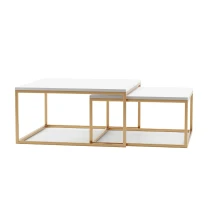 DAKAR 2in1 Golden rechteckiger Couchtisch, Loft-Industrie, Metall, quadratischer Couchtisch