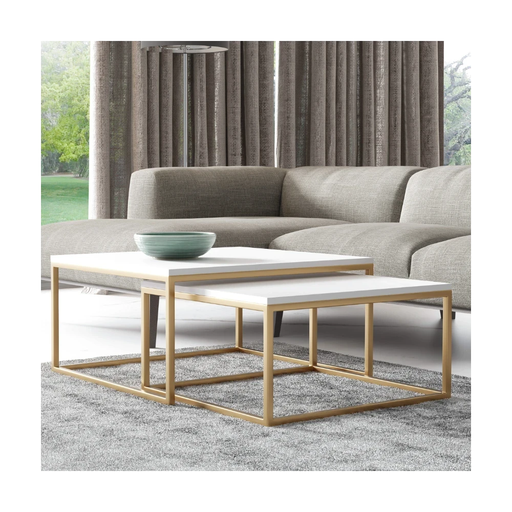 DAKAR 2in1 Golden rechteckiger Couchtisch, Loft-Industrie, Metall, quadratischer Couchtisch DAKAR 2in1 Golden rechteckiger Couchtisch, Loft-Industrie, Metall, quadratischer Couchtisch
