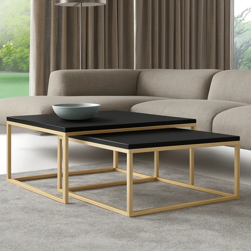 DAKAR 2in1 Golden rechteckiger Couchtisch, Loft-Industrie, Metall, quadratischer Couchtisch DAKAR 2in1 Golden rechteckiger Couchtisch, Loft-Industrie, Metall, quadratischer Couchtisch