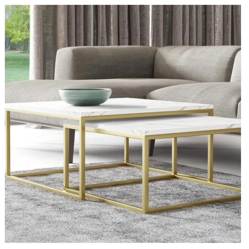 DAKAR 2in1 Golden rechteckiger Couchtisch, Loft-Industrie, Metall, quadratischer Couchtisch DAKAR 2in1 Golden rechteckiger Couchtisch, Loft-Industrie, Metall, quadratischer Couchtisch