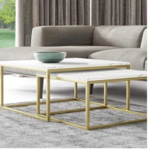 DAKAR 2in1 Golden rechteckiger Couchtisch, Loft-Industrie, Metall, quadratischer Couchtisch