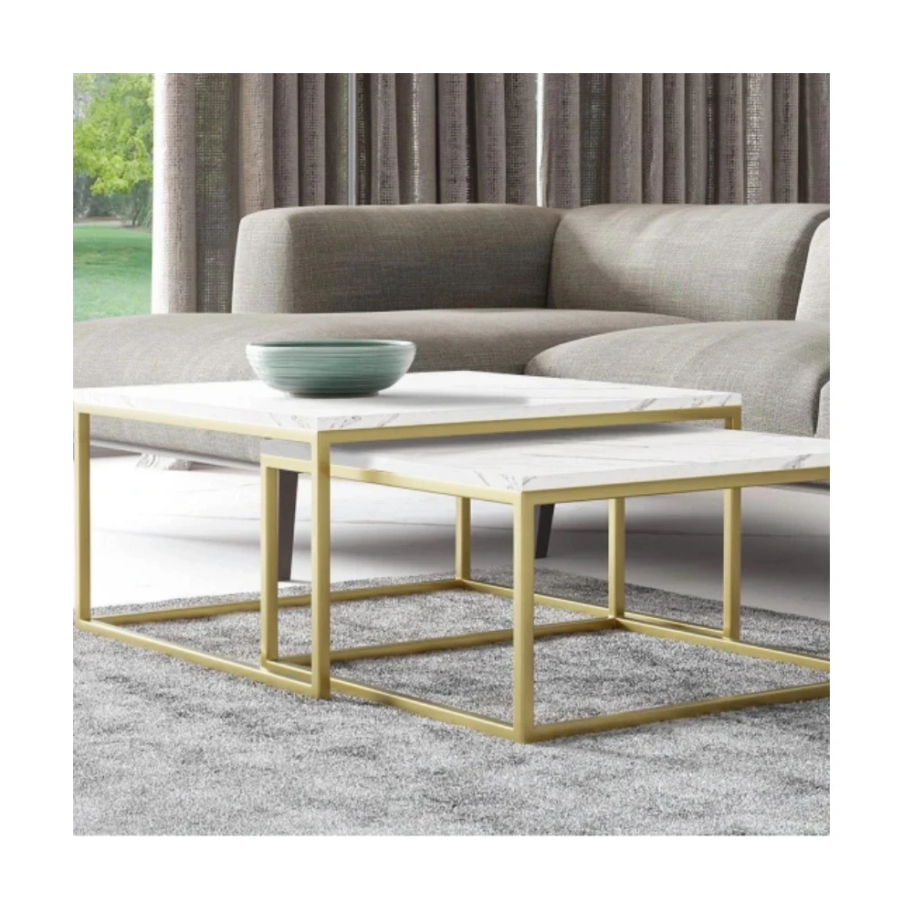 DAKAR 2in1 Golden rechteckiger Couchtisch, Loft-Industrie, Metall, quadratischer Couchtisch DAKAR 2in1 Golden rechteckiger Couchtisch, Loft-Industrie, Metall, quadratischer Couchtisch
