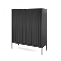 Kommode KARI K104 mit geriffelten Fronten und goldenen Griffen