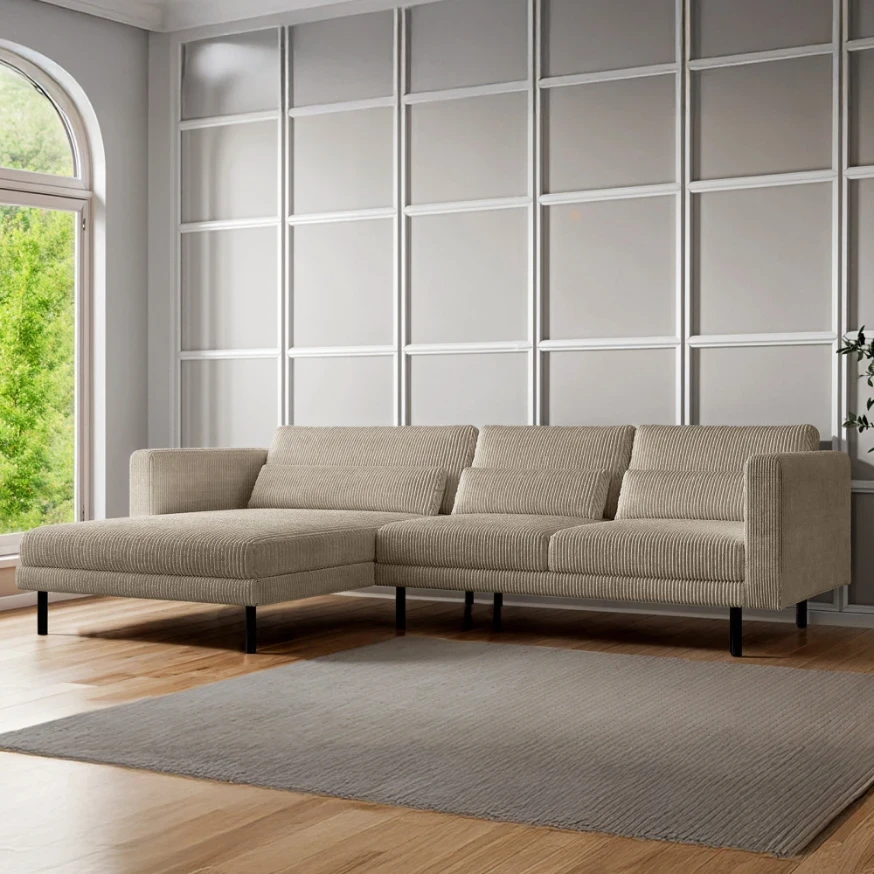 Ecksofa DUNI L universell nicht klappbar auf hohen Beinen