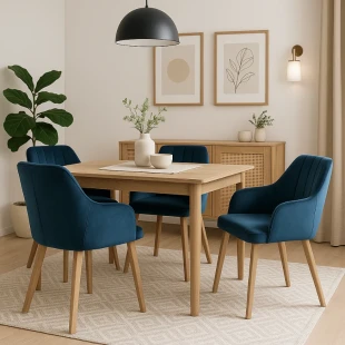 Polsterstuhl LS109 Loft Knöpfe gesteppt moderner Schalensessel Marineblau