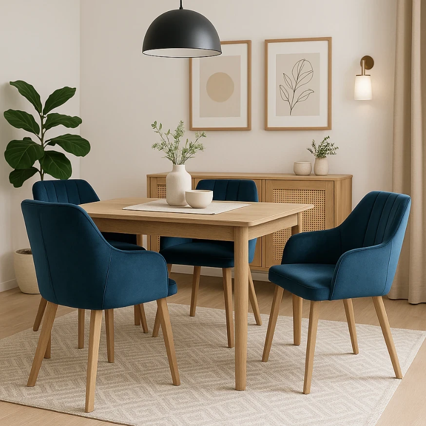 Polsterstuhl LS109 Loft Knöpfe gesteppt moderner Schalensessel Marineblau