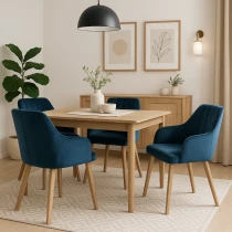 Polsterstuhl LS109 Loft Knöpfe gesteppt moderner Schalensessel Marineblau