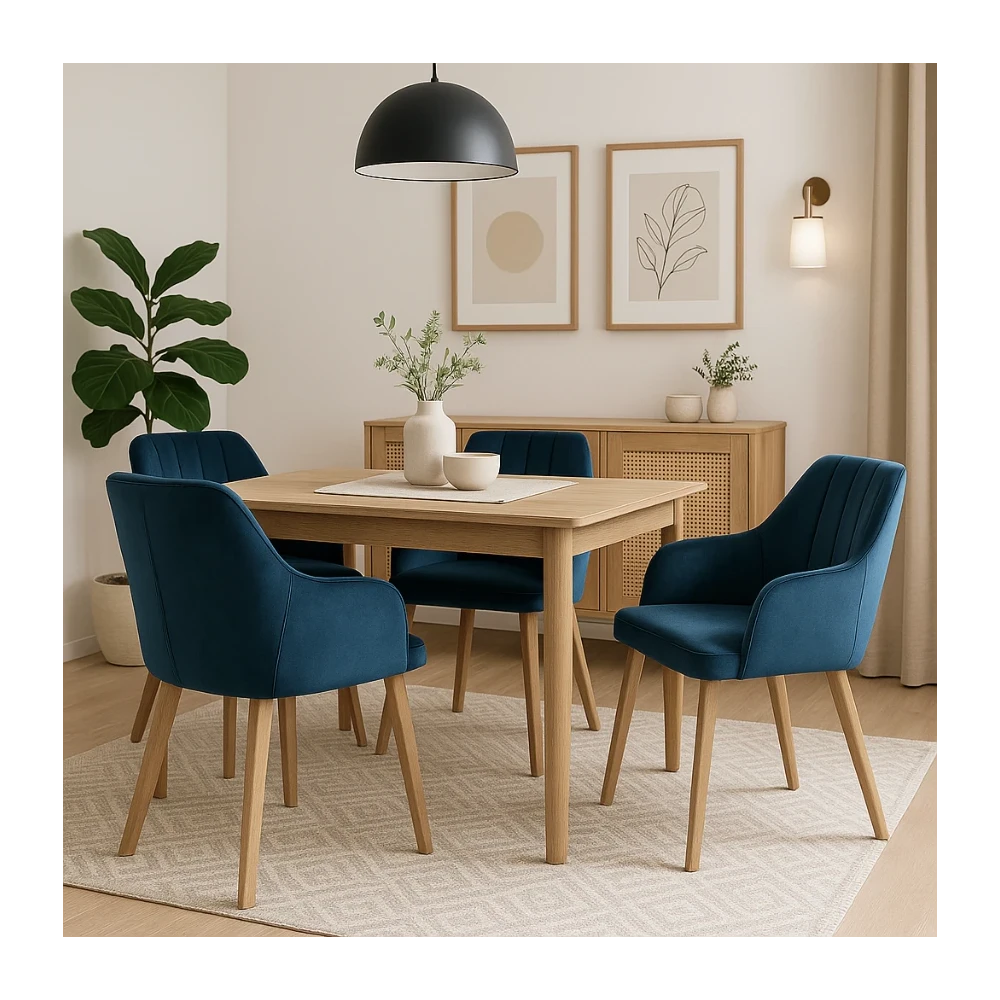 Polsterstuhl LS109 Loft Knöpfe gesteppt moderner Schalensessel Marineblau