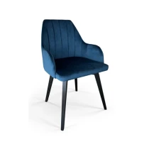 Polsterstuhl LS109 Loft Knöpfe gesteppt moderner Schalensessel Marineblau