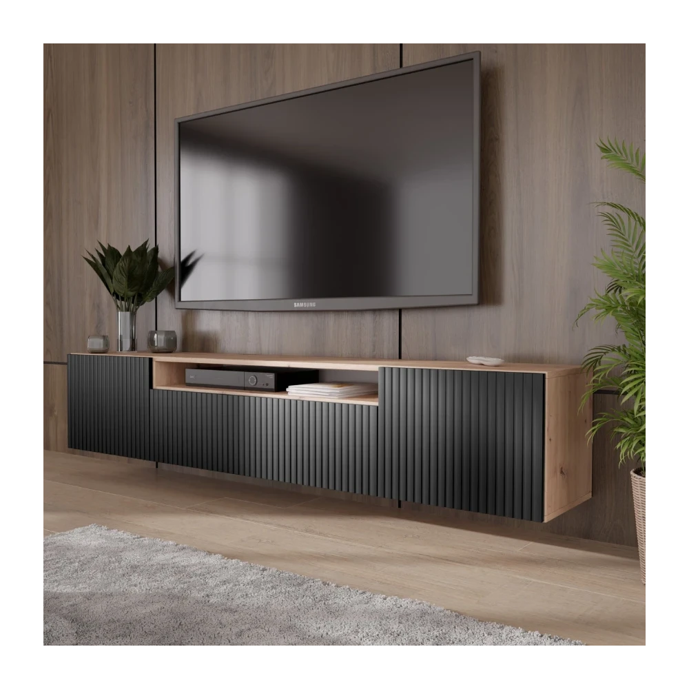 TV-Lowboard RIO 200 cm hängend mit geriffelter Front TV-Lowboard RIO 200 cm hängend mit geriffelter Front