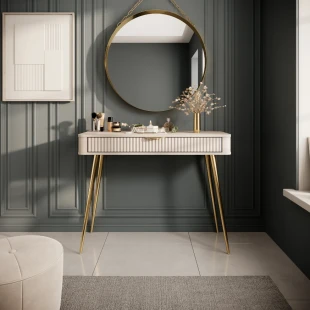 Schminktisch LATE mit geriffelten Fronten