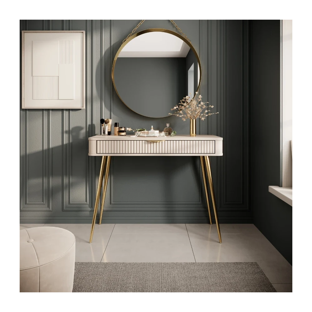 Schminktisch LATE mit geriffelten Fronten Schminktisch LATE mit geriffelten Fronten