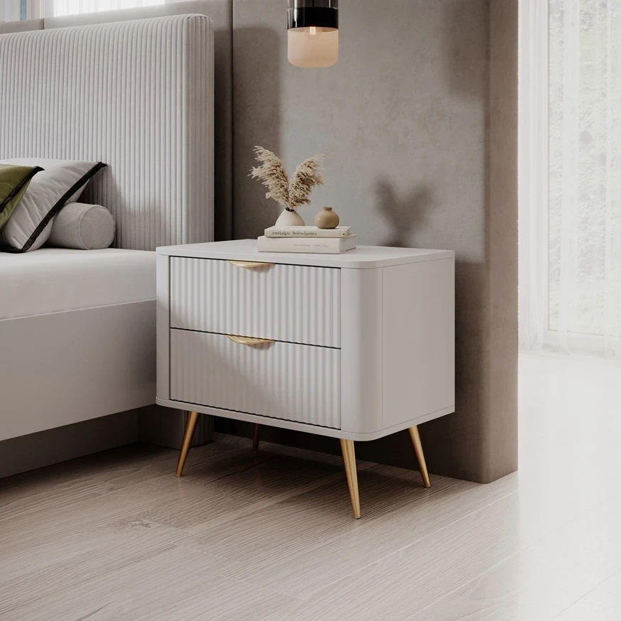 Nachttisch LATE mit geriffelten Fronten Nachttisch LATE mit geriffelten Fronten