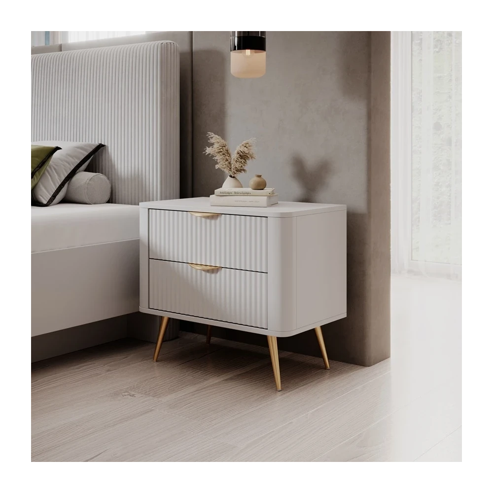 Nachttisch LATE mit geriffelten Fronten Nachttisch LATE mit geriffelten Fronten