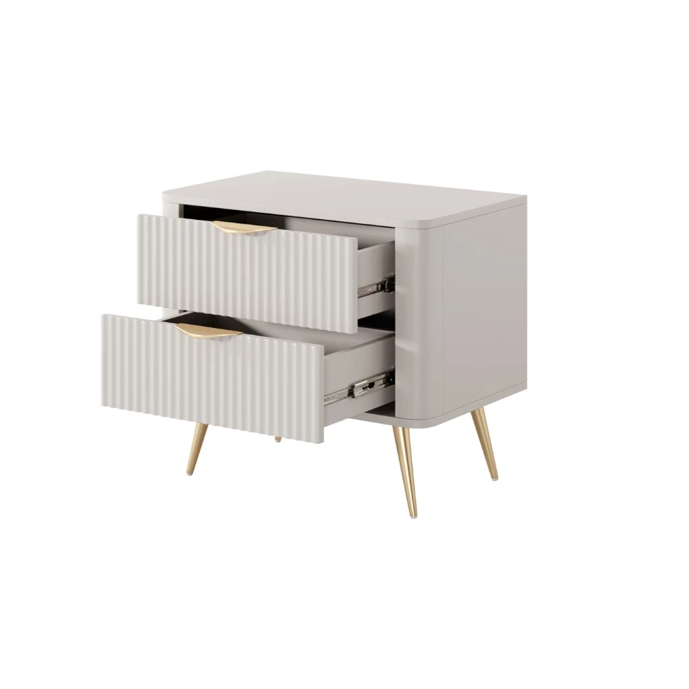 Nachttisch LATE mit geriffelten Fronten Nachttisch LATE mit geriffelten Fronten