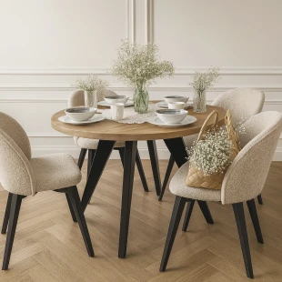 Runder LOFT industrieller Holztisch LORA