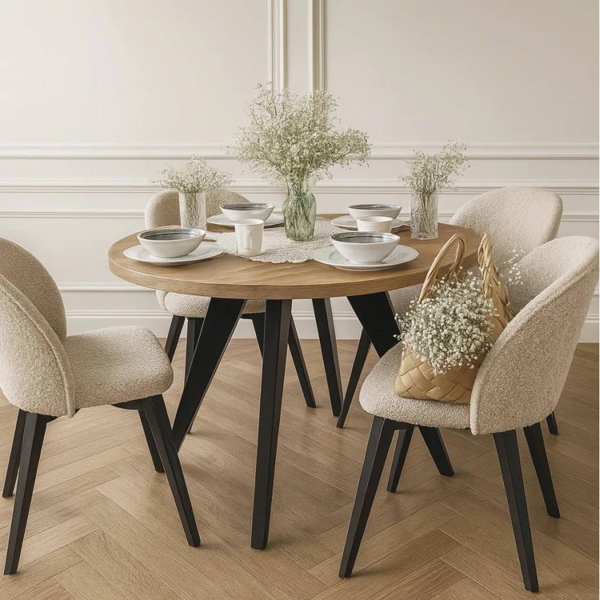 Runder LOFT industrieller Holztisch LORA